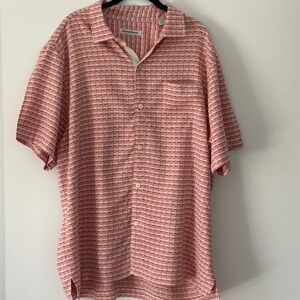 Tommy Bahama Button Down Shirt Sleeve Shirt -  Size XL. -  Orange and White